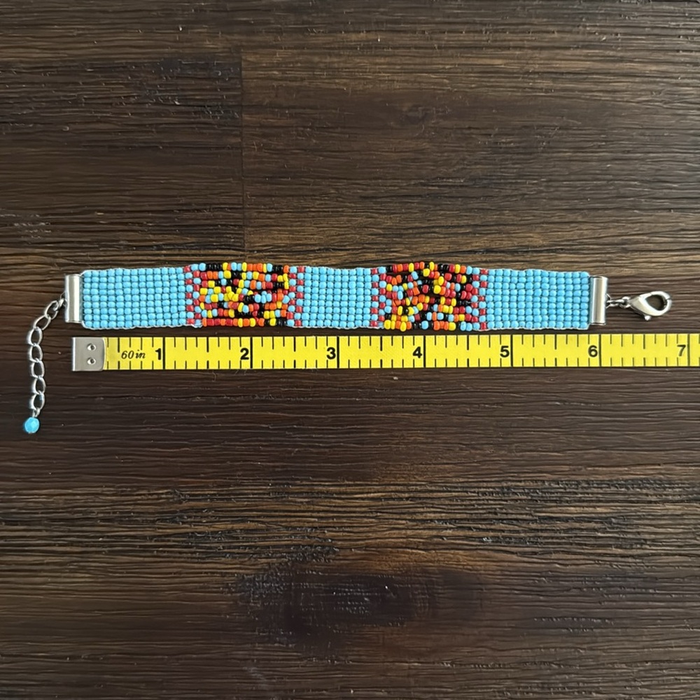 Beaded Bracelet with Silver Tone Adjustable Clasp - Picture 6 of 10